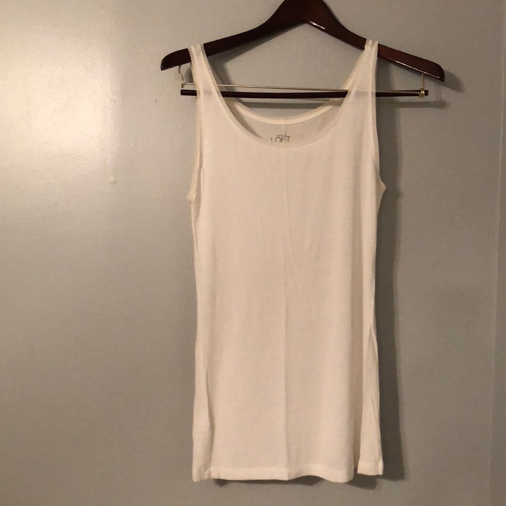 Ann Taylor Loft Cream Dress-up tank top
